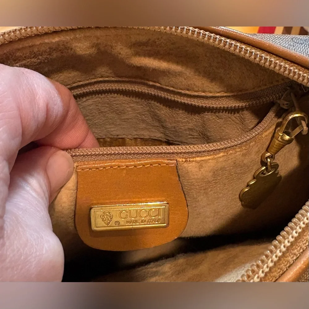 Authentic Vintage Gucci Crossbody Bag with Gold Accents - Picture 13 of 14